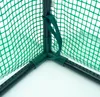 Close-up view of the corner joint of a greenhouse frame with green netting. Produktbild-Vorschau