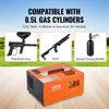 A marketing image showing a VEVOR PCP compressor and its compatibility with different gas cylinders. Produktbild-Vorschau