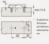 Diagram showing installation instructions for a cabinet hinge mounting plate. Produktbild-Vorschau