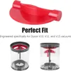 A collage of images showing a red vacuum cleaner part and two transparent dustbins with red internal components. Voir les images du produit