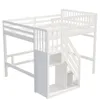 A white wooden bunk bed with stairs and storage. Náhled obrázku produktu