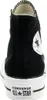 The back view of a black Converse Chuck Taylor All Star high-top sneaker with a white sole and a circular logo on the heel. Voir les images du produit
