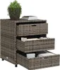 A three-drawer storage cabinet made of woven material, with a potted plant and books on top. Anteprima dell’immagine prodotto