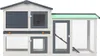 A multi-level wooden pet hutch with a green roof. Náhled obrázku produktu
