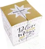 A gold and white cube-shaped advent calendar with Christmas-themed decorations and text. Produktbild-Vorschau