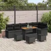 Gartensofa-set mit Kissen 10 pcs Schwarz Poly-Rattan Produktbild-Vorschau 2