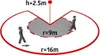 Diagram showing the detection range of a motion sensor with two people walking within its range. Produktbild-Vorschau