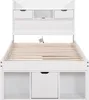 A white bed frame with storage drawers and a slatted mattress base. Podgląd zdjęcia produktu