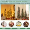 A collage showing three artificial Christmas trees in different settings: a cozy indoor scene with gifts, a more formal indoor scene with gifts, and four circular insets showing the trees in a home, office, shop, and a party setting. Podgląd zdjęcia produktu