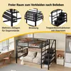 A loft bed with a sofa underneath, set up in a room with a desk and closet. Podgląd zdjęcia produktu