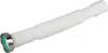 A white flexible drain hose with a silver fitting and a green gasket, isolated on a white background. Produktbild-Vorschau