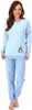 Damen Frottee Pyjama langarm Schlafanzug mit Bündchen und Produktbild-Vorschau 1