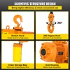 A collage of four images showcasing different features of an electric chain hoist, with descriptive text for each feature. Produktbild-Vorschau