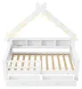 Huisbed 90x200 cm met LED-verlichting, planken, 2 laden en Productafbeelding-voorbeeld 12