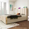 A modern bed in a bedroom setting. Náhľad obrázku produktu
