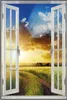 Wallario Wandbild mit Fenster-Illusion: Feldweg in den Produktbild-Vorschau 1