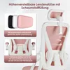Marketing image showing features of an office chair, including lumbar support and headrest. Produktbild-Vorschau