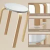 Set aus 4 stapelbaren runden Hockern aus grauem Holz, ? 40 Produktbild-Vorschau 8
