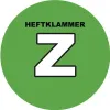 A green circle with the text HEFTKLAMMER and a large white letter Z in the center. Produktbild-Vorschau