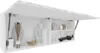An open white wall-mounted cabinet with various bathroom items inside. Produktbild-Vorschau