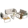 MERAX Gartenlounge-Set 4-tlg. aus Leder-Rattan-Einzelsofa Produktbild-Vorschau 9