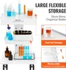 A multi-tiered laboratory cart with various scientific containers and liquids, presented with marketing text and feature callouts. Produktbild-Vorschau