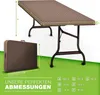 A folded and unfolded table with dimensions indicated by letters and numbers. Anteprima dell’immagine prodotto