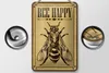 Blechschild Hinweis 12x18cm Bee happy  Biene Honig Imkerei Produktbild-Vorschau 2