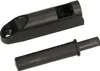A black furniture soft-close damper and its plunger are shown against a white background. Produktbild-Vorschau