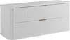 A white bathroom cabinet with two drawers and gold handles. Náhled obrázku produktu