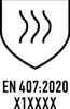 A shield icon with wavy lines above the text 'EN 407:2020 X1XXXX'. Produktbild-Vorschau