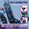 Close-up of an electric bicycle with various feature callouts. Produktbild-Vorschau