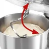 A dough hook is shown mixing dough in a stand mixer bowl. Produktbild-Vorschau