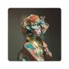MuchoWow® Mauspad Mousepad Frau - Blumen - Orange - Porträt Produktbild-Vorschau 1