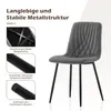 A gray velvet dining chair with black metal legs, shown with close-up details of its structure and legs. Voir les images du produit