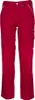 A pair of red work pants is shown against a white background. Produktbild-Vorschau