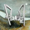 Ohrstecker Ohrring 17x5mm mit je 2 Zirkonias weiß glänzend Produktbild-Vorschau 2