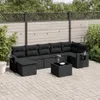 vidaXL 8-tlg. Garten-Sofagarnitur mit Kissen Schwarz Poly Produktbild-Vorschau 2