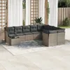 Möbel 10-tlg. Garten-Sofagarnitur mit Kissen Grau Poly Produktbild-Vorschau 1