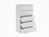 A white chest of drawers with five drawers, some of which are open, against a white background. Produktbild-Vorschau