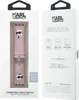 The image shows the front and back of a product box for a Karl Lagerfeld Apple Watch strap. Voir les images du produit