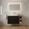 A modern bathroom vanity with a sink and mirror. Anteprima dell’immagine prodotto