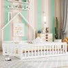 A child's bedroom with a white house-shaped bed. Produktbild-Vorschau