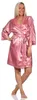 Damen Morgenmantel kurzer Kimono Satin mit Spitze;  Produktbild-Vorschau 1