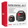 The image shows the packaging of a 4-in-1 jump starter, with product features listed and images of the device. Podgląd zdjęcia produktu