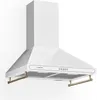 A white kitchen range hood with gold accents, shown against a white background. Náhľad obrázku produktu
