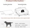 Product information including cushion pad size, overall pet sofa dimensions, and dog size recommendations. Voir les images du produit