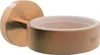 A close-up, studio shot of a bronze soap dish with a white interior, mounted on a wall bracket. Produktbild-Vorschau