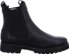 A black leather Chelsea boot with a faux fur lining is shown against a white background. Produktbild-Vorschau