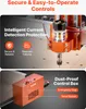 Close-up shots of a CNC machine's spindle and control box, highlighting features. Produktbild-Vorschau